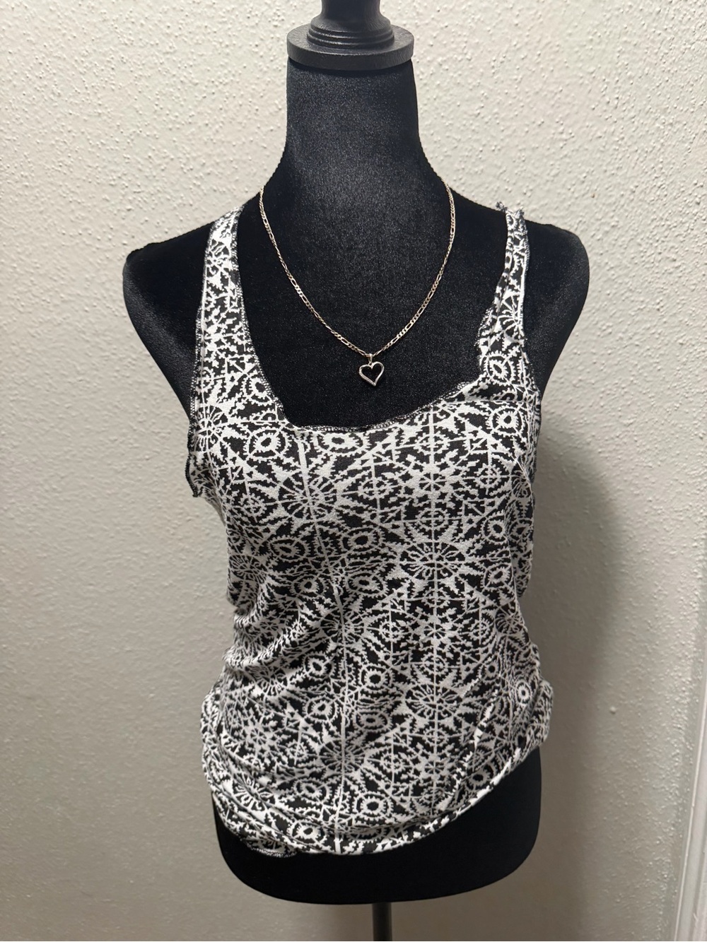 Mudd Black and White Geometric Tank Top